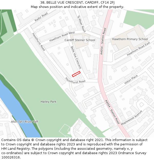 38, BELLE VUE CRESCENT, CARDIFF, CF14 2FJ: Location map and indicative extent of plot