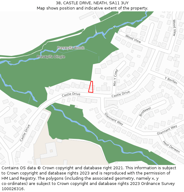 38, CASTLE DRIVE, NEATH, SA11 3UY: Location map and indicative extent of plot