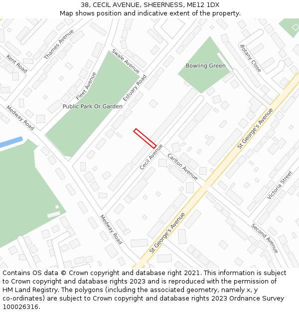 38, CECIL AVENUE, SHEERNESS, ME12 1DX: Location map and indicative extent of plot