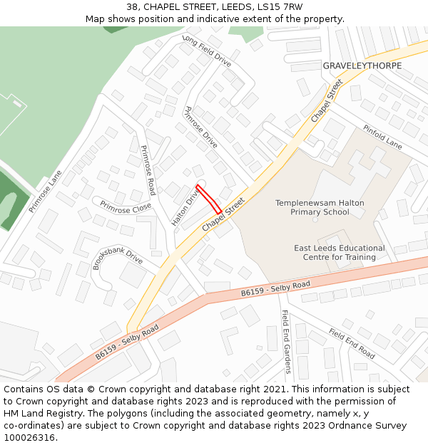 38, CHAPEL STREET, LEEDS, LS15 7RW: Location map and indicative extent of plot