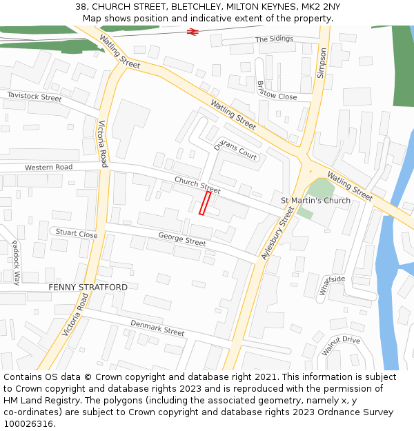 38, CHURCH STREET, BLETCHLEY, MILTON KEYNES, MK2 2NY: Location map and indicative extent of plot