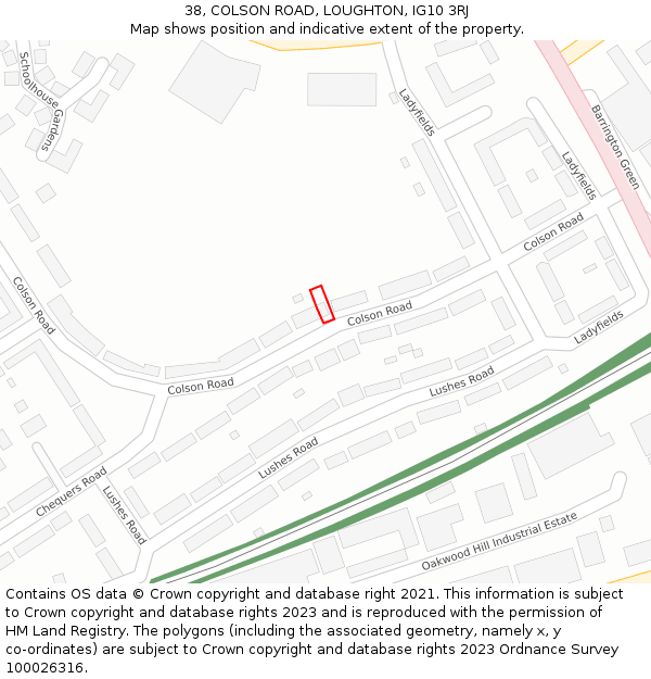 38, COLSON ROAD, LOUGHTON, IG10 3RJ: Location map and indicative extent of plot