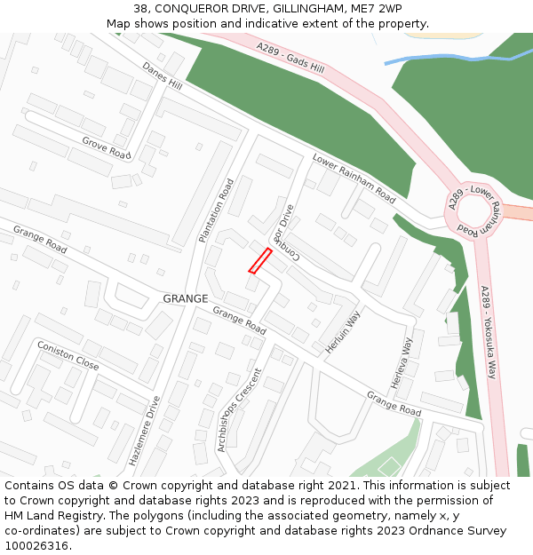 38, CONQUEROR DRIVE, GILLINGHAM, ME7 2WP: Location map and indicative extent of plot