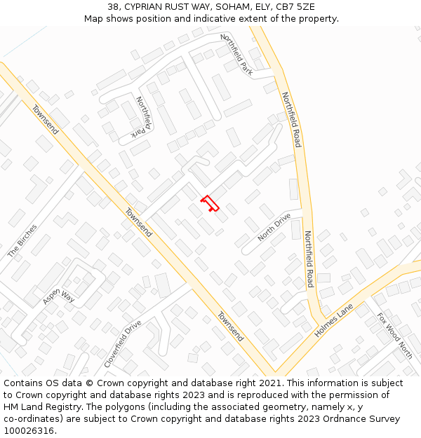 38, CYPRIAN RUST WAY, SOHAM, ELY, CB7 5ZE: Location map and indicative extent of plot