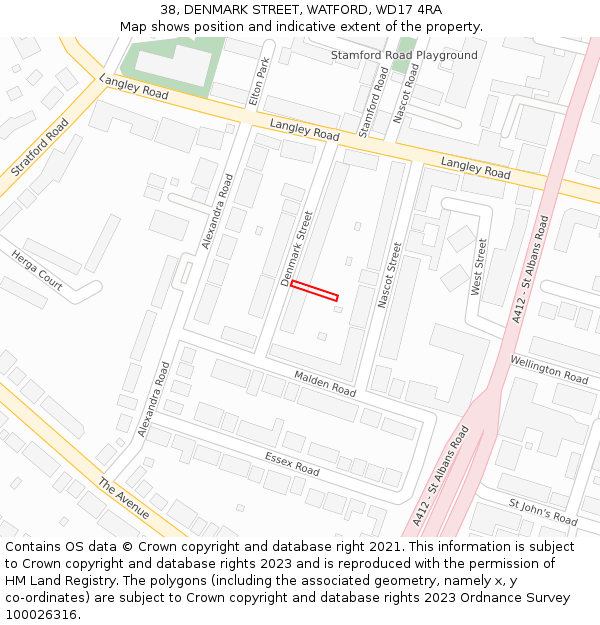 38, DENMARK STREET, WATFORD, WD17 4RA: Location map and indicative extent of plot
