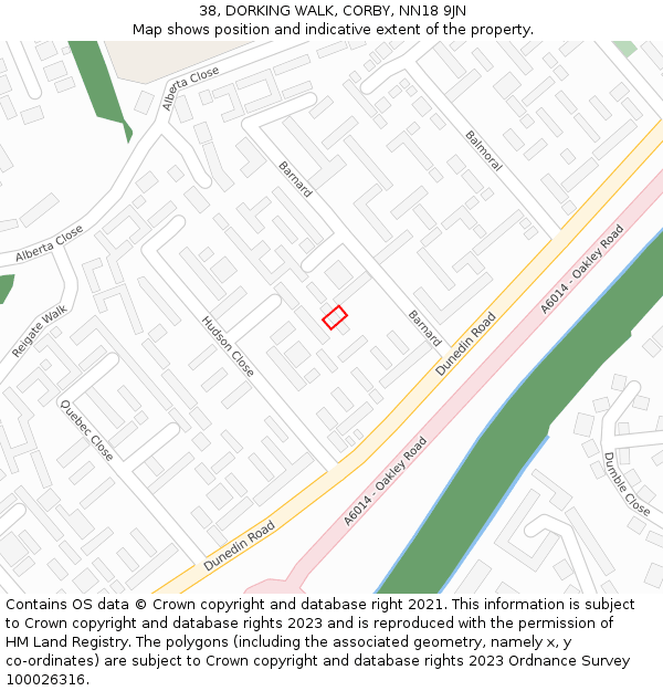 38, DORKING WALK, CORBY, NN18 9JN: Location map and indicative extent of plot