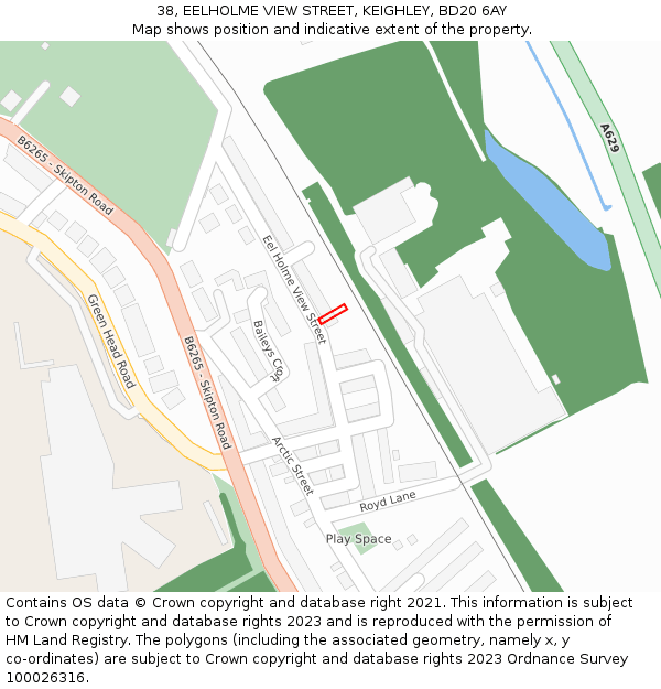 38, EELHOLME VIEW STREET, KEIGHLEY, BD20 6AY: Location map and indicative extent of plot
