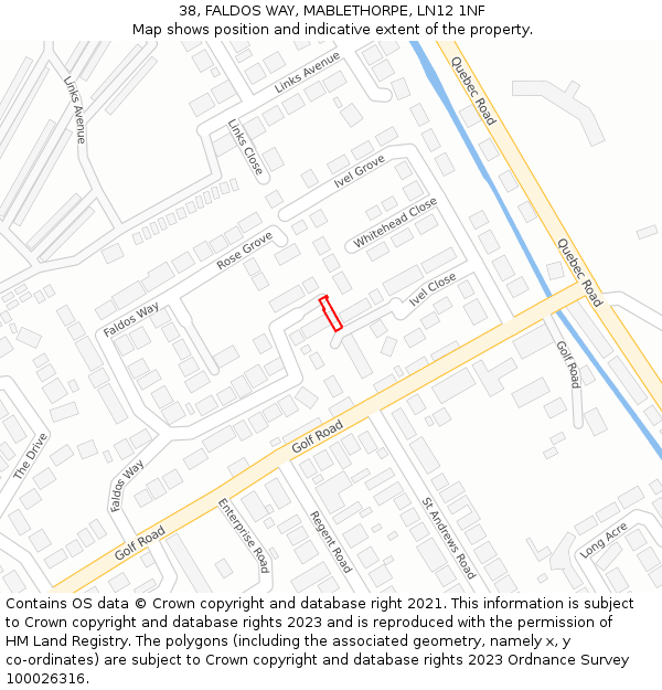 38, FALDOS WAY, MABLETHORPE, LN12 1NF: Location map and indicative extent of plot