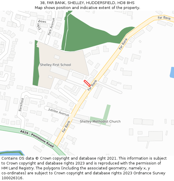 38, FAR BANK, SHELLEY, HUDDERSFIELD, HD8 8HS: Location map and indicative extent of plot