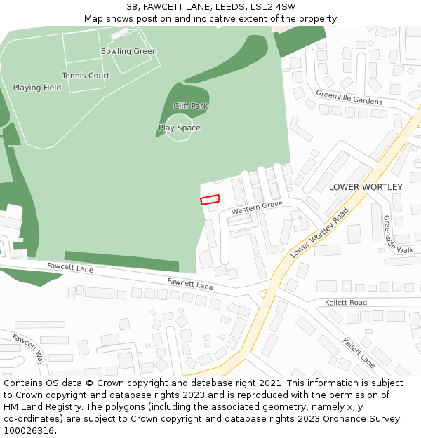 38, FAWCETT LANE, LEEDS, LS12 4SW: Location map and indicative extent of plot