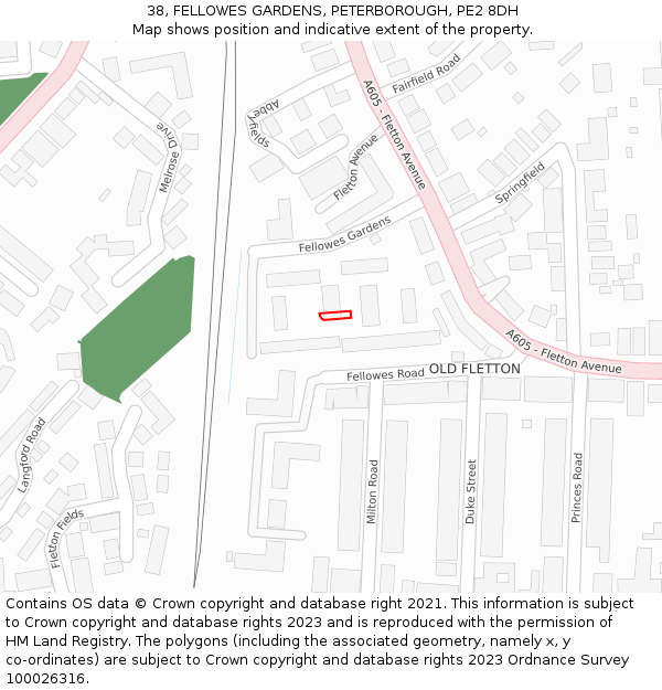 38, FELLOWES GARDENS, PETERBOROUGH, PE2 8DH: Location map and indicative extent of plot