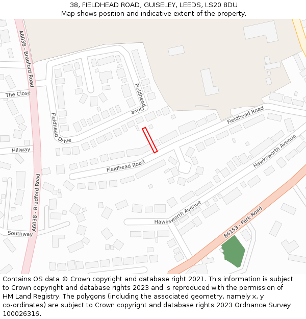 38, FIELDHEAD ROAD, GUISELEY, LEEDS, LS20 8DU: Location map and indicative extent of plot