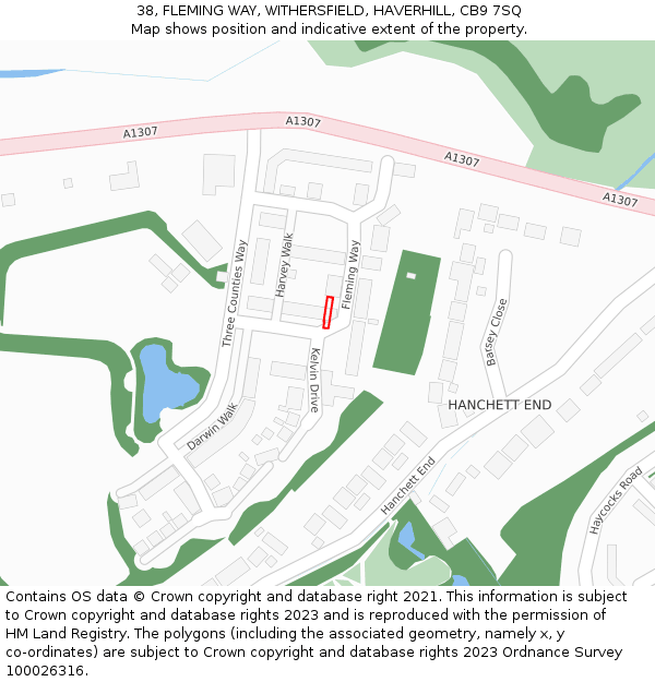 38, FLEMING WAY, WITHERSFIELD, HAVERHILL, CB9 7SQ: Location map and indicative extent of plot