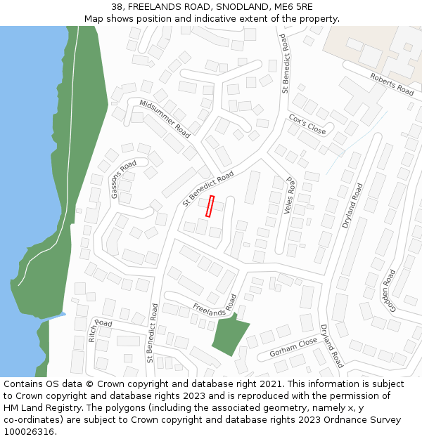 38, FREELANDS ROAD, SNODLAND, ME6 5RE: Location map and indicative extent of plot