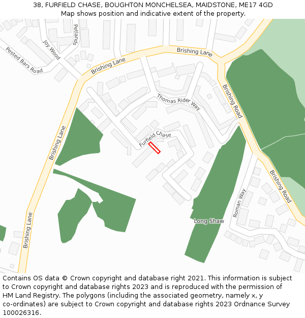38, FURFIELD CHASE, BOUGHTON MONCHELSEA, MAIDSTONE, ME17 4GD: Location map and indicative extent of plot