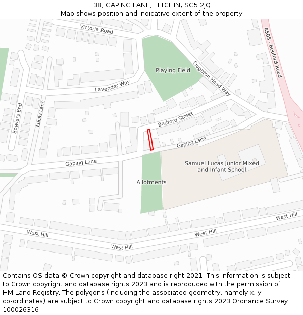 38, GAPING LANE, HITCHIN, SG5 2JQ: Location map and indicative extent of plot