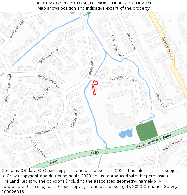 38, GLASTONBURY CLOSE, BELMONT, HEREFORD, HR2 7YL: Location map and indicative extent of plot
