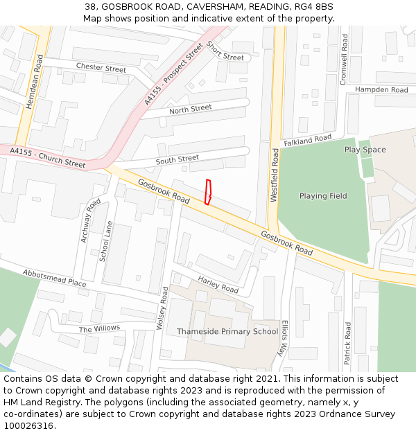 38, GOSBROOK ROAD, CAVERSHAM, READING, RG4 8BS: Location map and indicative extent of plot
