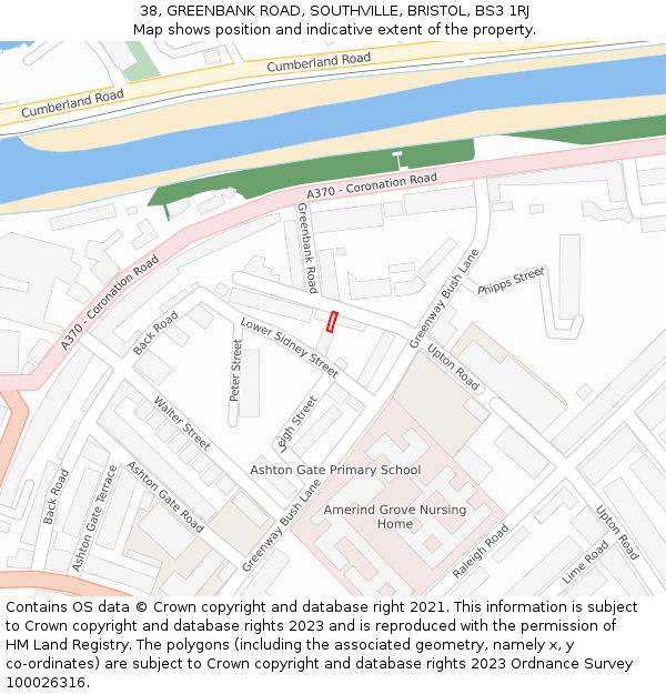 38, GREENBANK ROAD, SOUTHVILLE, BRISTOL, BS3 1RJ: Location map and indicative extent of plot