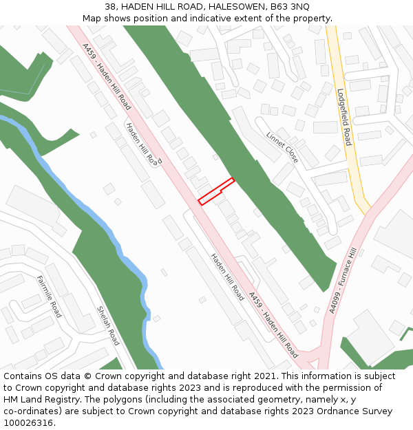 38, HADEN HILL ROAD, HALESOWEN, B63 3NQ: Location map and indicative extent of plot