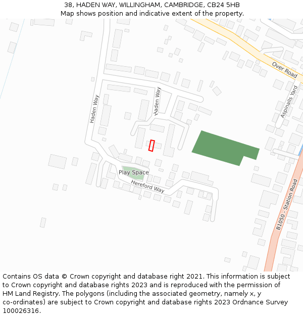 38, HADEN WAY, WILLINGHAM, CAMBRIDGE, CB24 5HB: Location map and indicative extent of plot