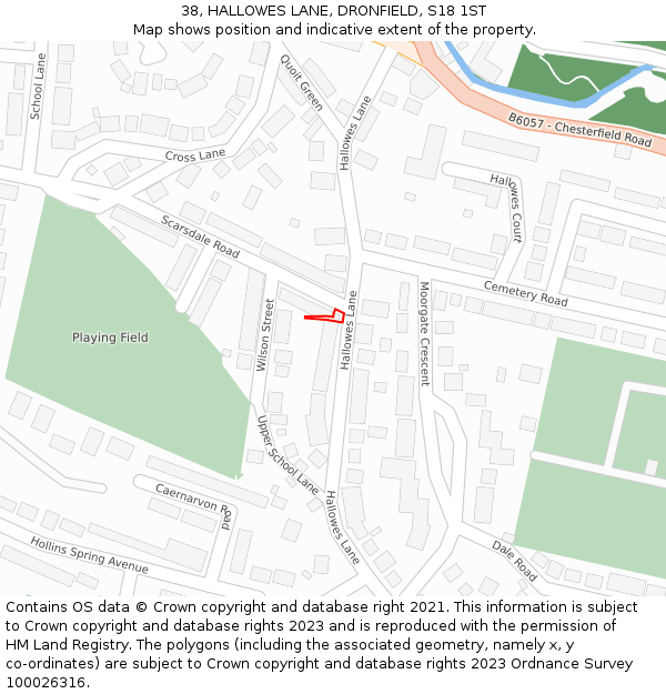 38, HALLOWES LANE, DRONFIELD, S18 1ST: Location map and indicative extent of plot