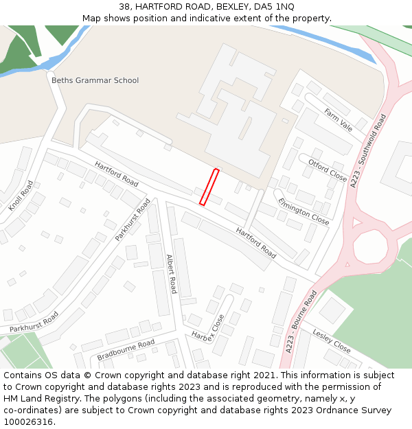 38, HARTFORD ROAD, BEXLEY, DA5 1NQ: Location map and indicative extent of plot