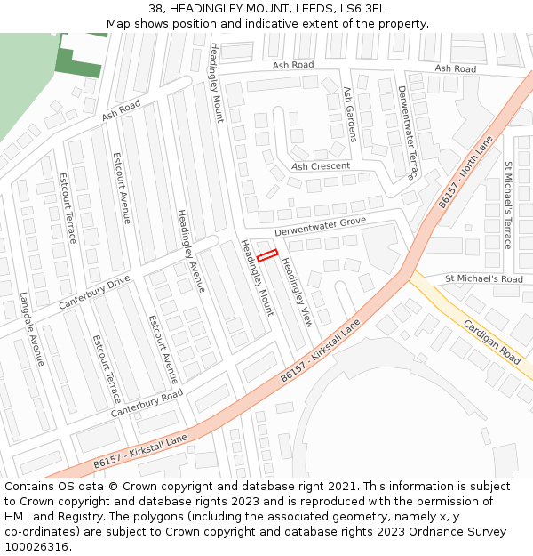 38, HEADINGLEY MOUNT, LEEDS, LS6 3EL: Location map and indicative extent of plot