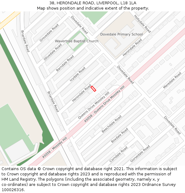 38, HERONDALE ROAD, LIVERPOOL, L18 1LA: Location map and indicative extent of plot