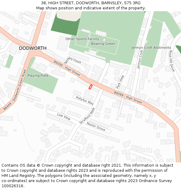 38, HIGH STREET, DODWORTH, BARNSLEY, S75 3RG: Location map and indicative extent of plot