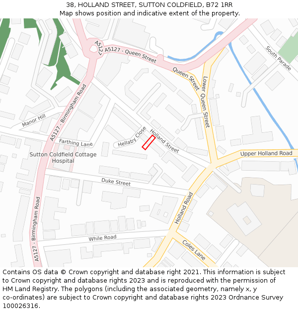 38, HOLLAND STREET, SUTTON COLDFIELD, B72 1RR: Location map and indicative extent of plot