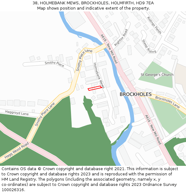38, HOLMEBANK MEWS, BROCKHOLES, HOLMFIRTH, HD9 7EA: Location map and indicative extent of plot