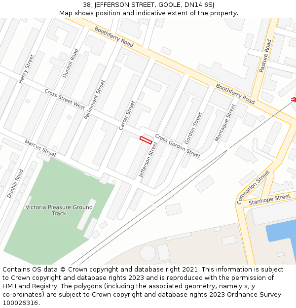 38, JEFFERSON STREET, GOOLE, DN14 6SJ: Location map and indicative extent of plot