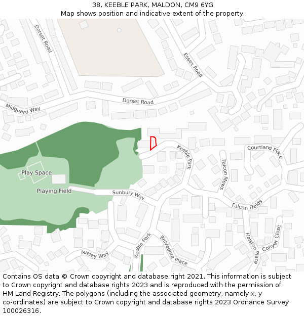 38, KEEBLE PARK, MALDON, CM9 6YG: Location map and indicative extent of plot