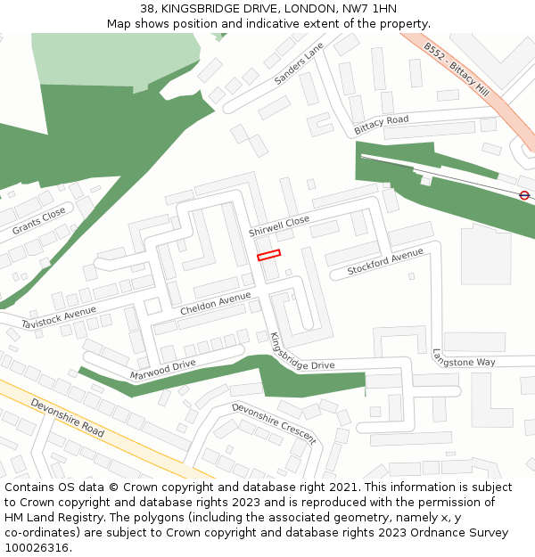 38, KINGSBRIDGE DRIVE, LONDON, NW7 1HN: Location map and indicative extent of plot