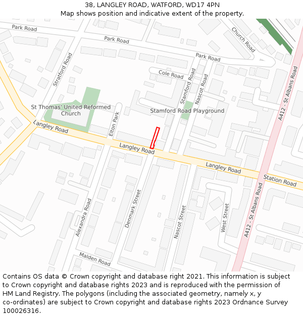 38, LANGLEY ROAD, WATFORD, WD17 4PN: Location map and indicative extent of plot