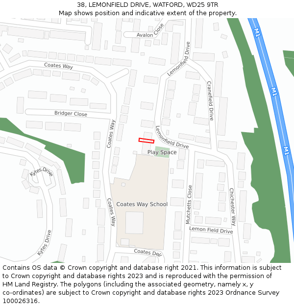 38, LEMONFIELD DRIVE, WATFORD, WD25 9TR: Location map and indicative extent of plot