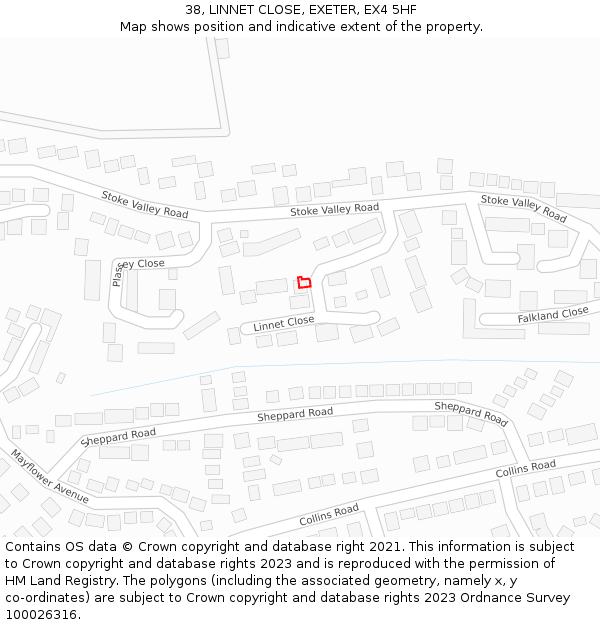 38, LINNET CLOSE, EXETER, EX4 5HF: Location map and indicative extent of plot