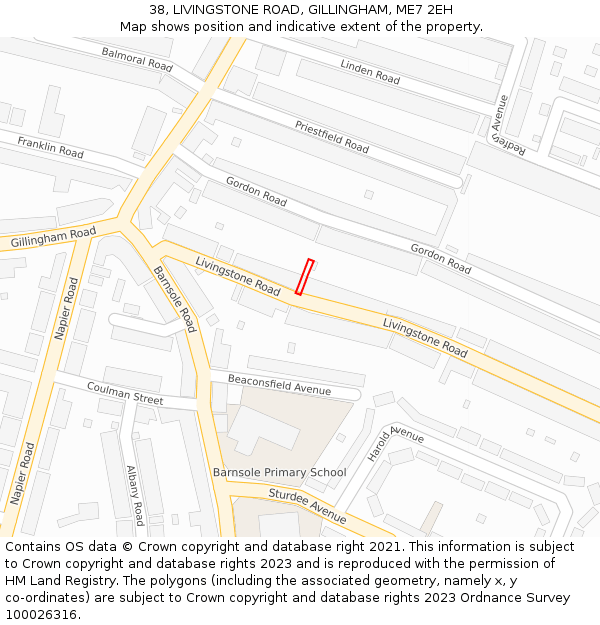 38, LIVINGSTONE ROAD, GILLINGHAM, ME7 2EH: Location map and indicative extent of plot