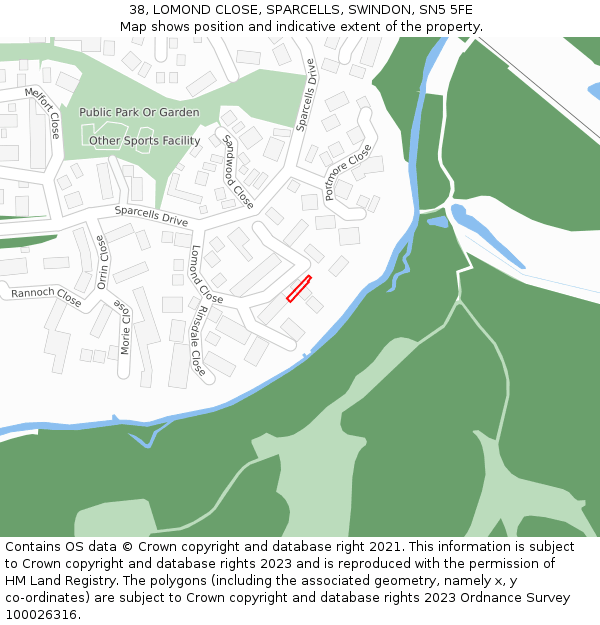 38, LOMOND CLOSE, SPARCELLS, SWINDON, SN5 5FE: Location map and indicative extent of plot