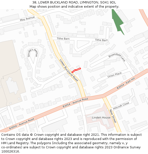 38, LOWER BUCKLAND ROAD, LYMINGTON, SO41 9DL: Location map and indicative extent of plot