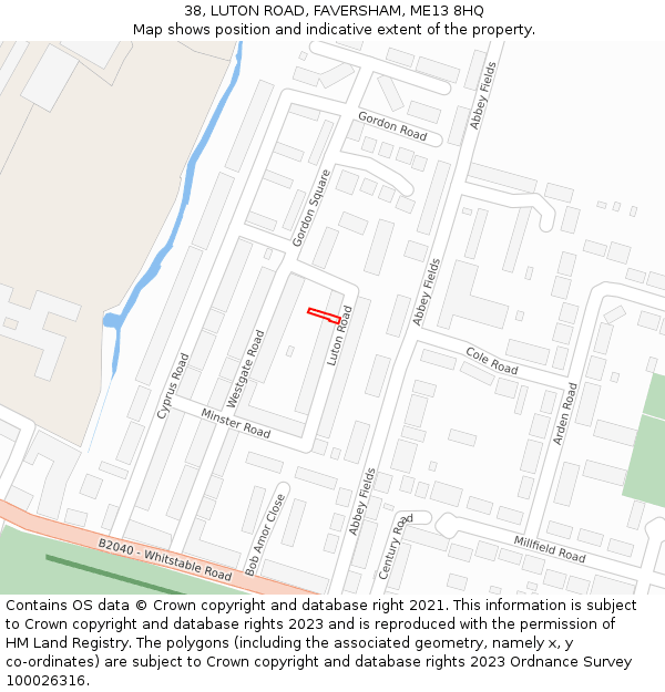 38, LUTON ROAD, FAVERSHAM, ME13 8HQ: Location map and indicative extent of plot