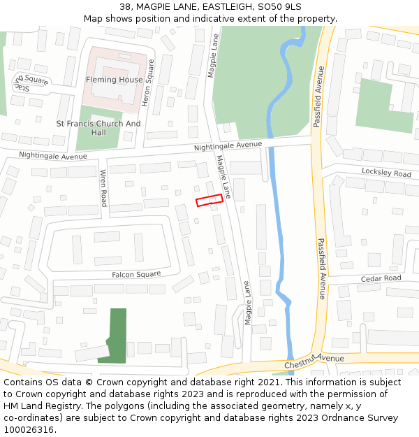 38, MAGPIE LANE, EASTLEIGH, SO50 9LS: Location map and indicative extent of plot
