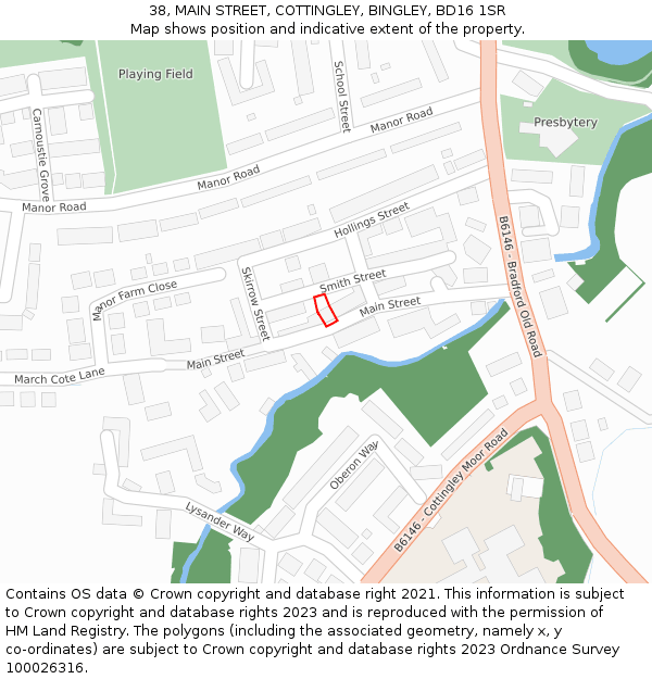 38, MAIN STREET, COTTINGLEY, BINGLEY, BD16 1SR: Location map and indicative extent of plot