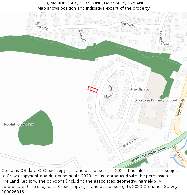 38, MANOR PARK, SILKSTONE, BARNSLEY, S75 4NE: Location map and indicative extent of plot