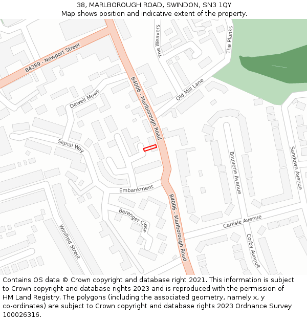 38, MARLBOROUGH ROAD, SWINDON, SN3 1QY: Location map and indicative extent of plot