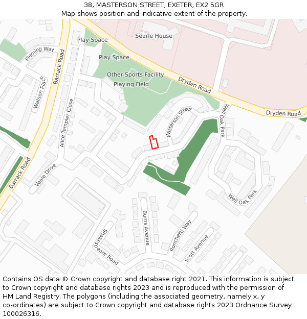 38, MASTERSON STREET, EXETER, EX2 5GR: Location map and indicative extent of plot