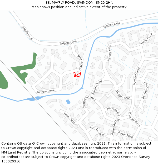 38, MAYFLY ROAD, SWINDON, SN25 2HN: Location map and indicative extent of plot