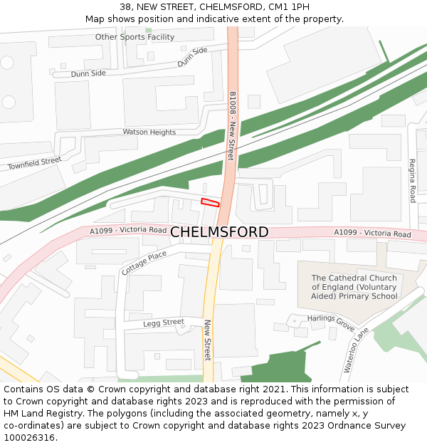 38, NEW STREET, CHELMSFORD, CM1 1PH: Location map and indicative extent of plot