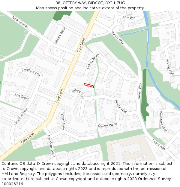 38, OTTERY WAY, DIDCOT, OX11 7UG: Location map and indicative extent of plot